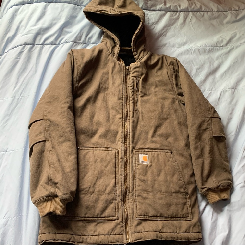 Carhartt Brown Hooded Jacket youth Large (14-16) - Picture 3 of 8